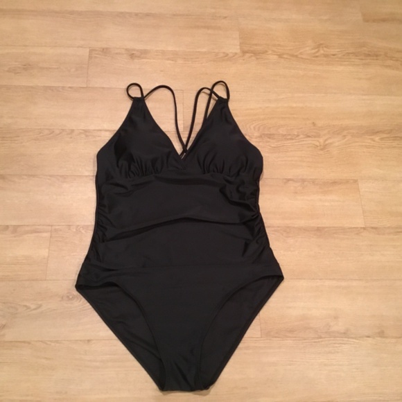 Women's V-Neck Tummy Control One Piece Bathing Suit - Picture 6 of 8